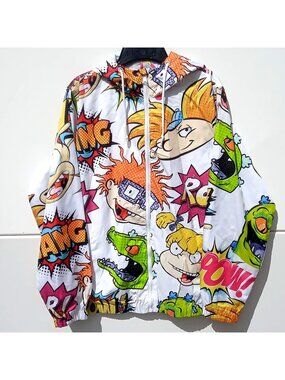 Members Only Nickelodeon Rugrats Windbreaker Jacket Retro 90s Cartoon Graphic M